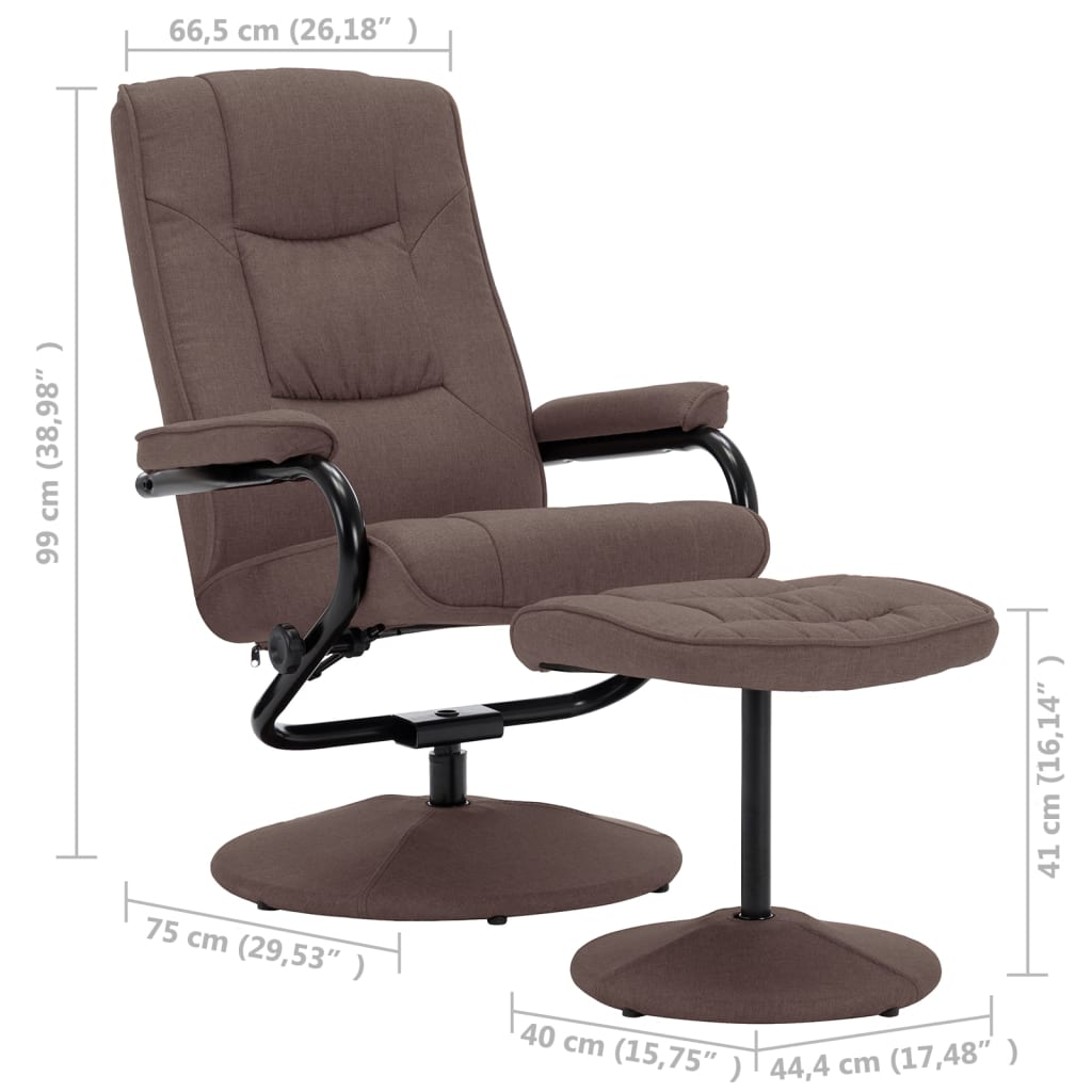 Recliner Chair With Footrest Brown Fabric