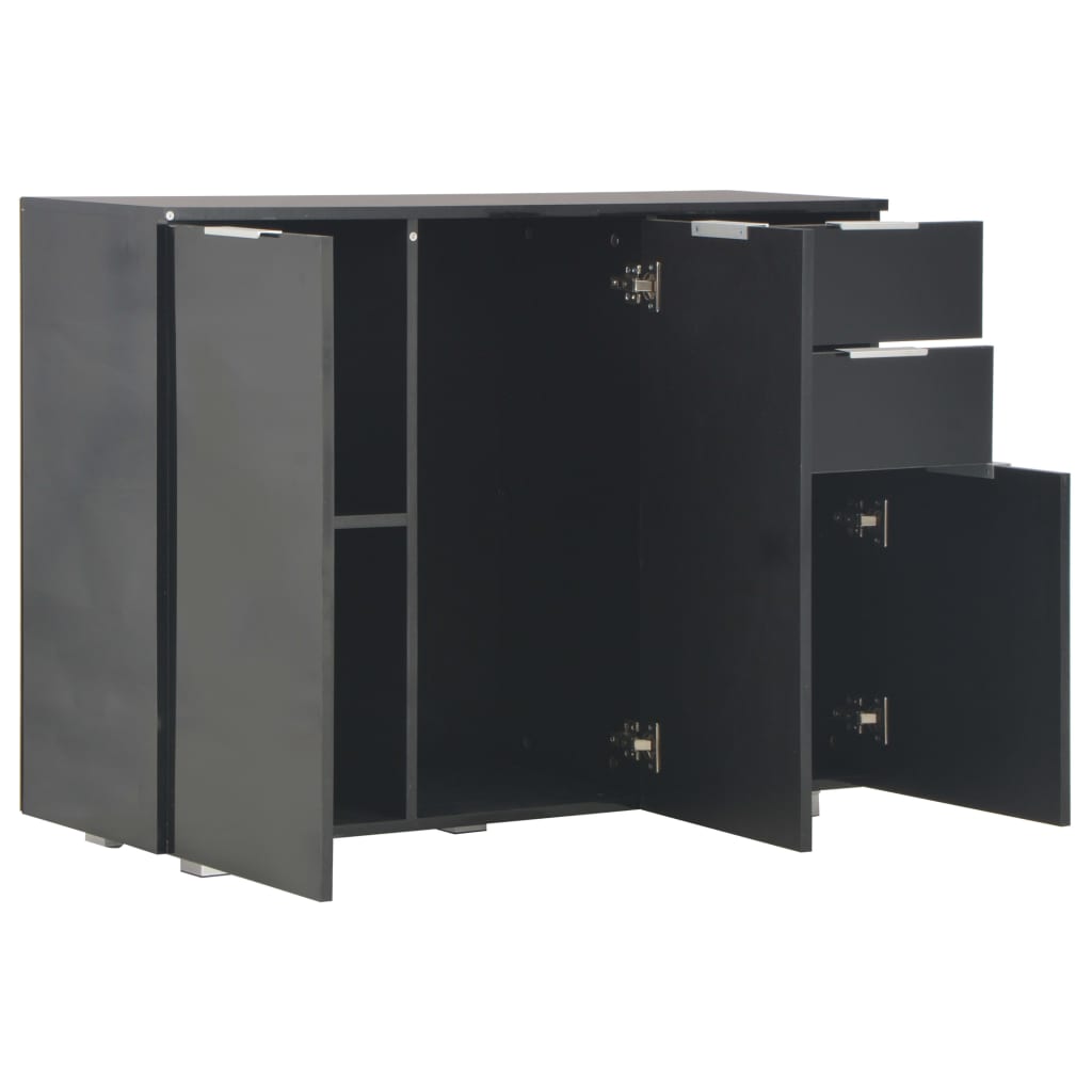 Sideboard High Gloss Black 107X35X80.5 Cm