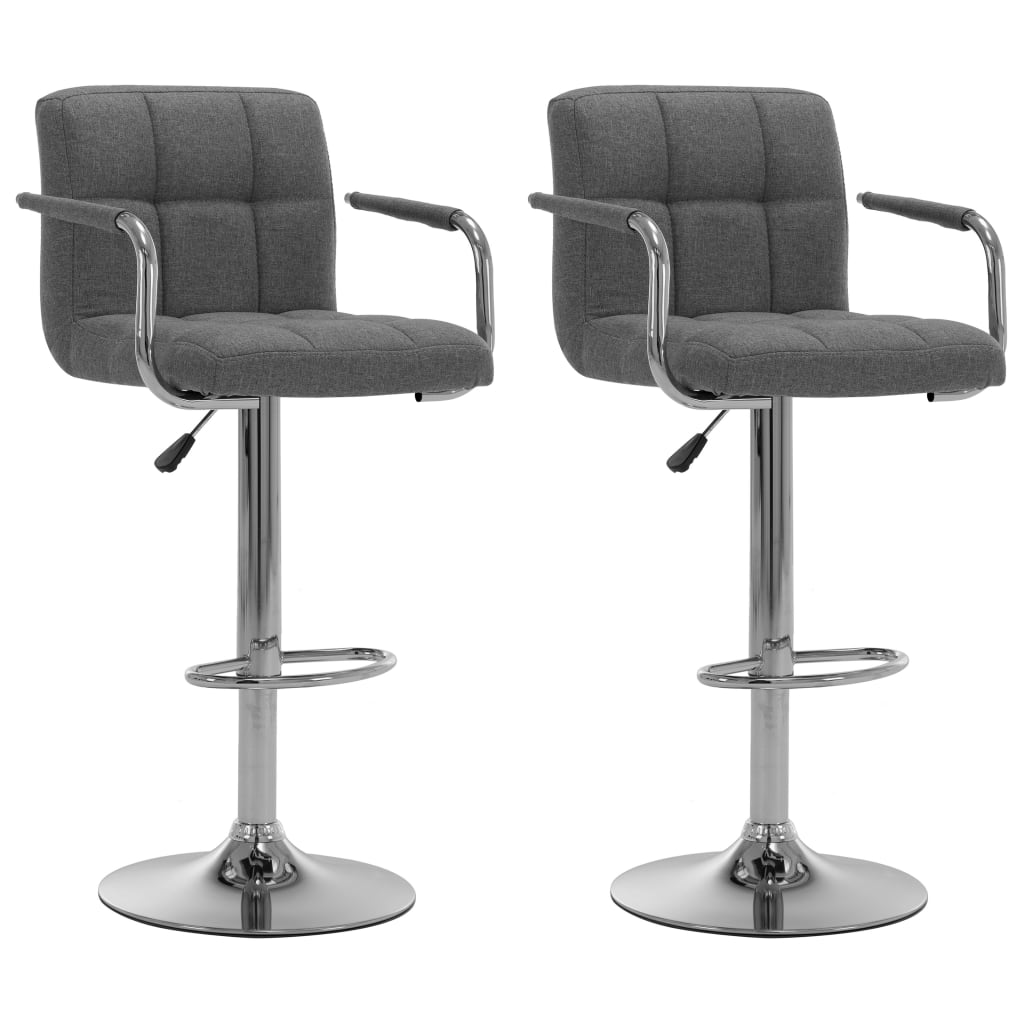 Bar Stools 2 Pcs Light Grey Fabric