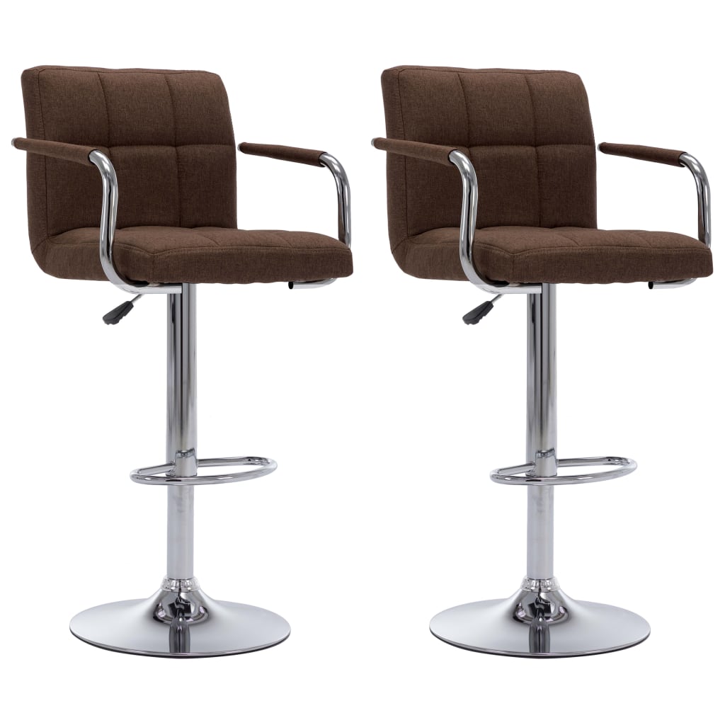 Bar Stools 2 Pcs Brown Fabric