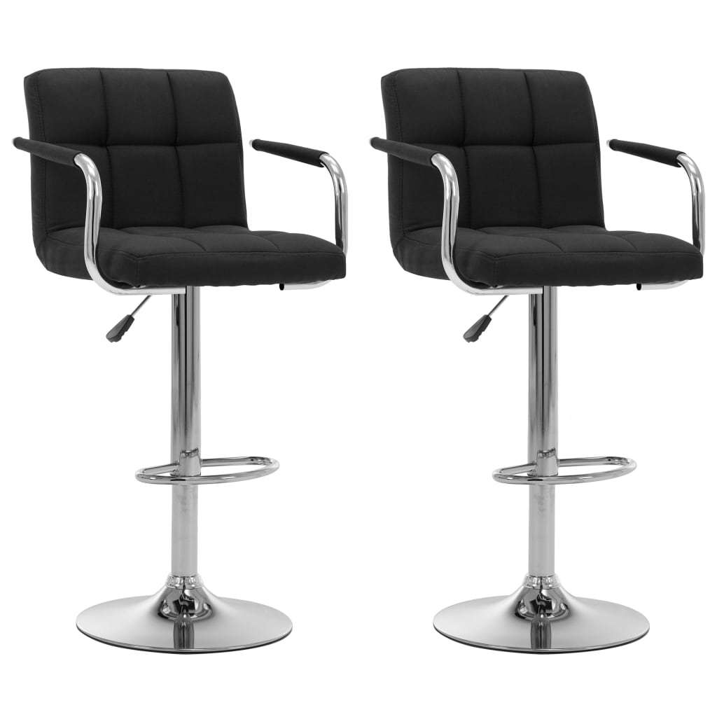 Bar Stools 2 Pcs Black Fabric