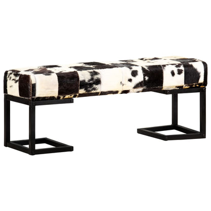 Bench 110 Cm Black Patchwork Genuine Goat Leather