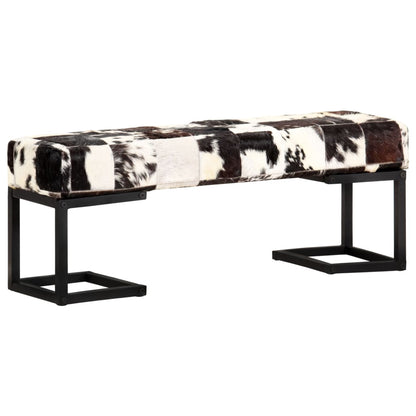 Bench 110 Cm Black Patchwork Genuine Goat Leather