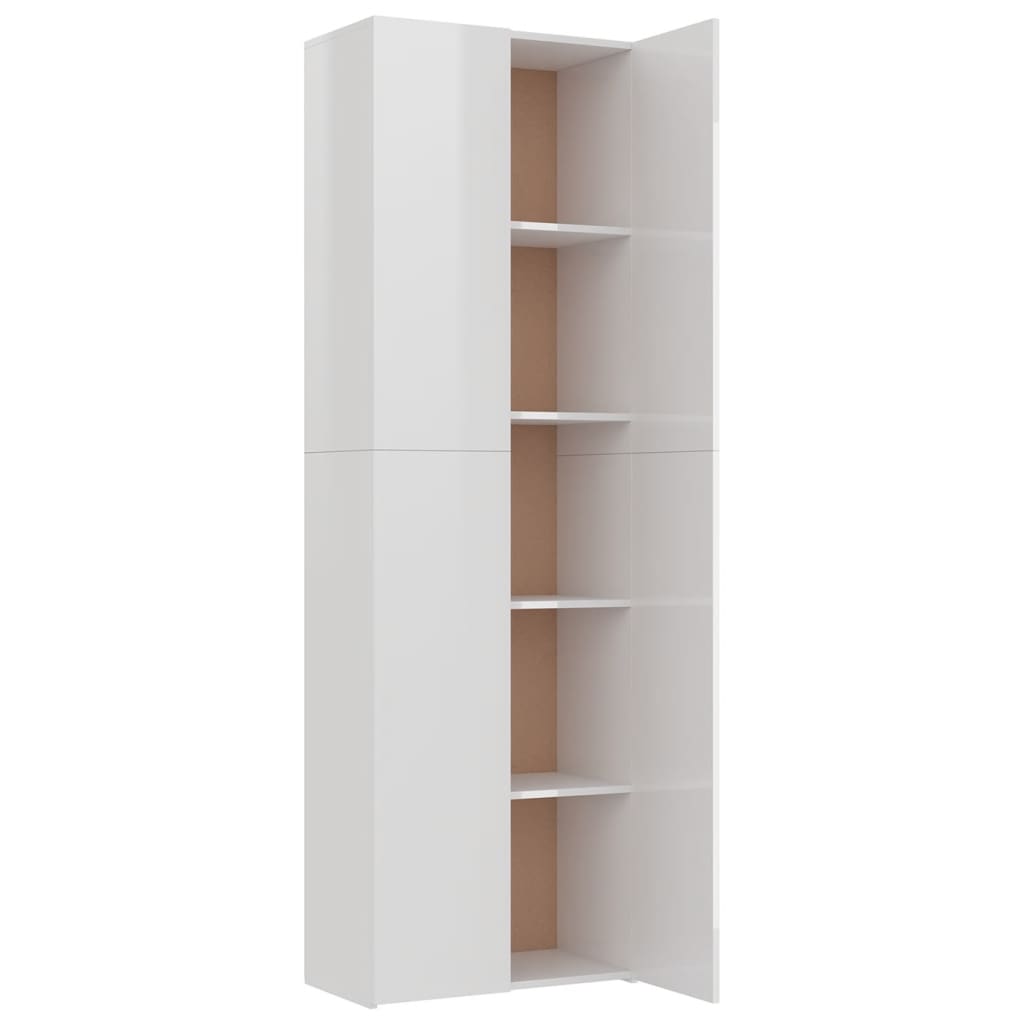 Office Cabinet High Gloss White 60X32X190 Cm Engineered Wood