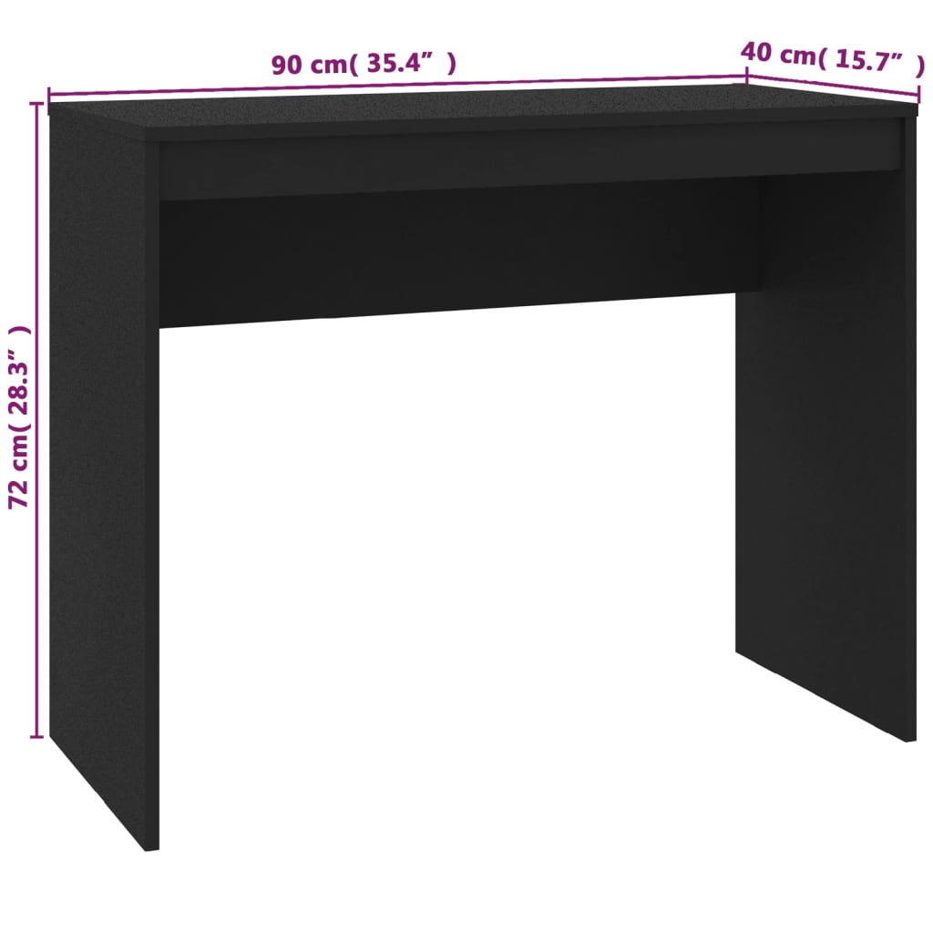 Desk Black 90X40X72 Cm Engineered Wood