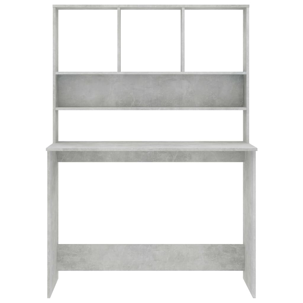 Desk With Shelf Concrete Grey 110X45X157 Cm Engineered Wood