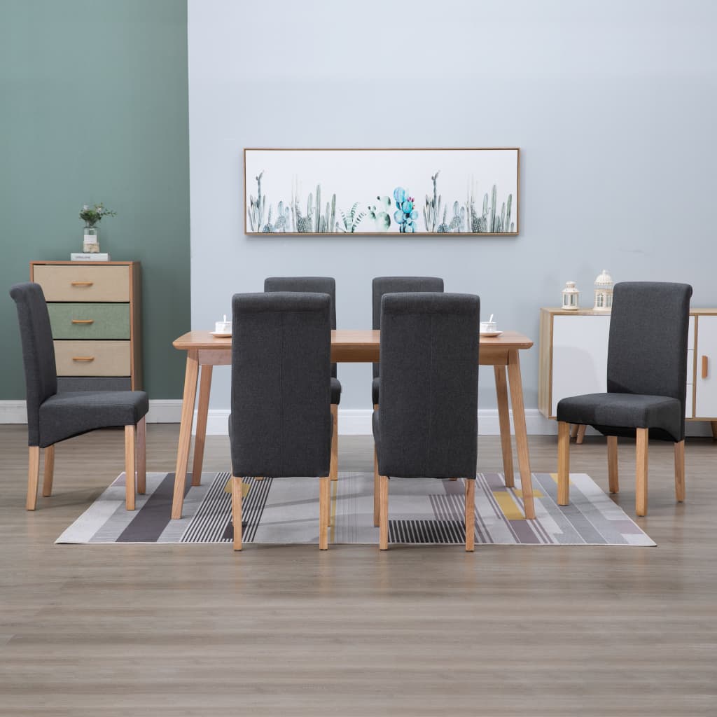 Dining Chairs 6 Pcs Grey Fabric