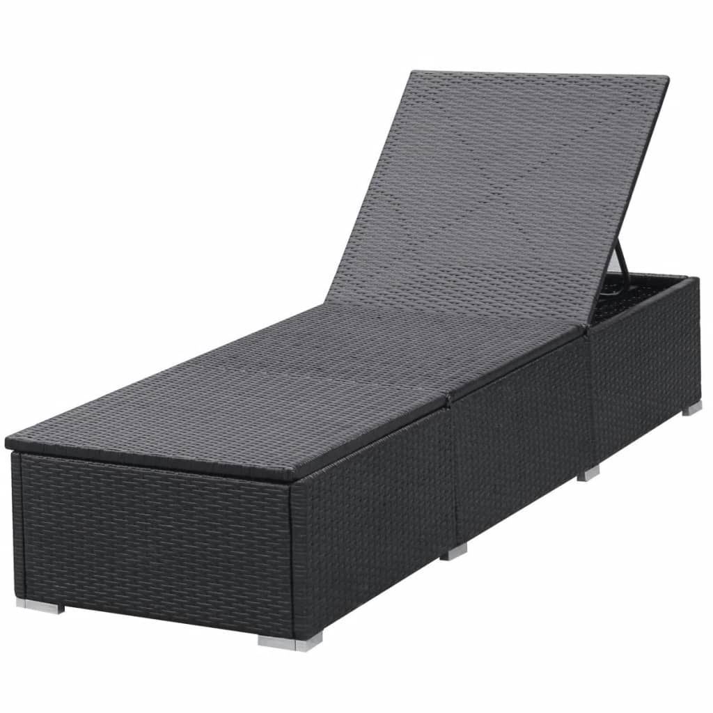 Sun Loungers With Cushions 2 Pcs Poly Rattan Black