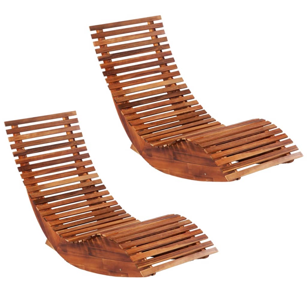 Rocking Sun Loungers 2 Pcs Acacia Wood