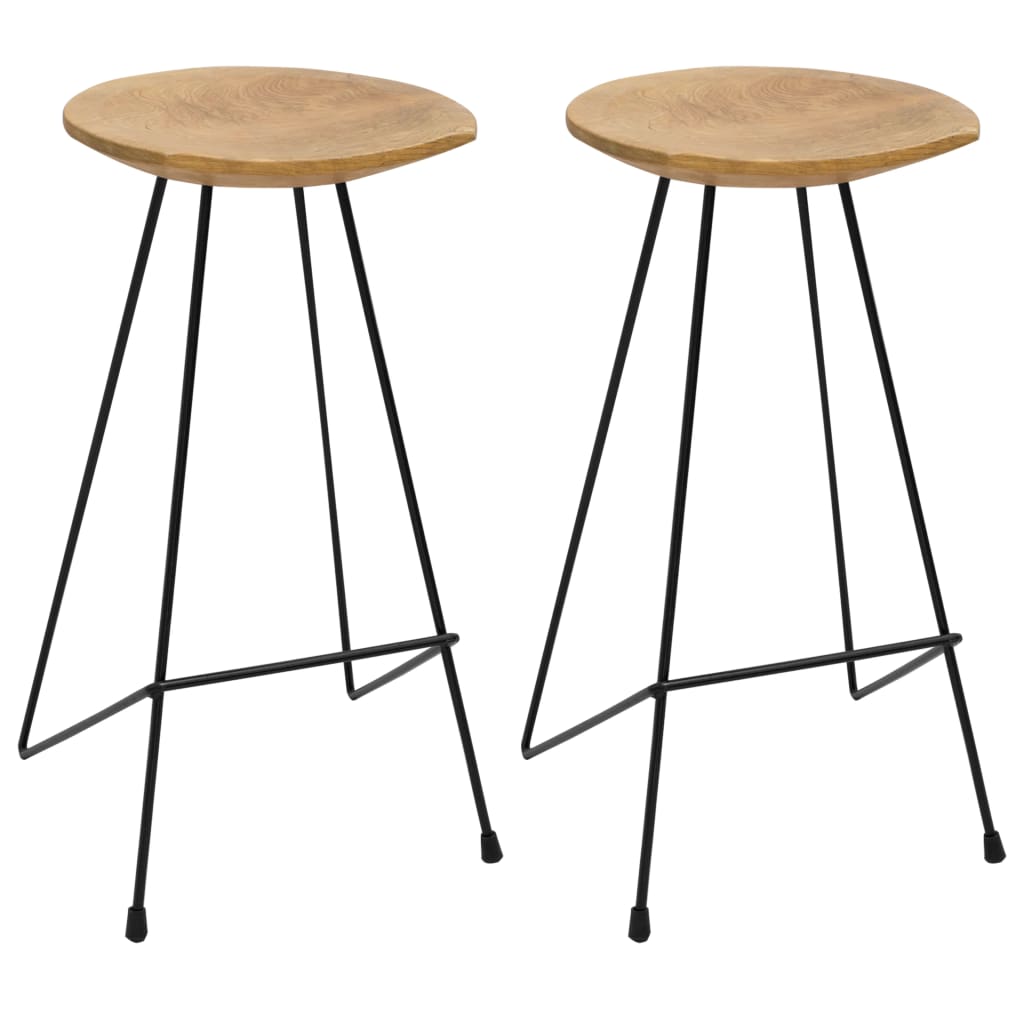 Bar Stools 2 Pcs Solid Teak Wood