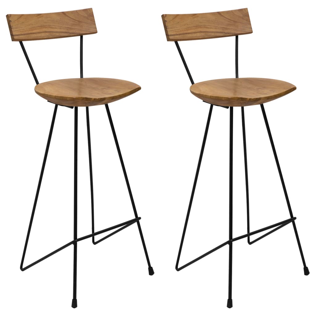 Bar Stools 2 Pcs Solid Teak Wood