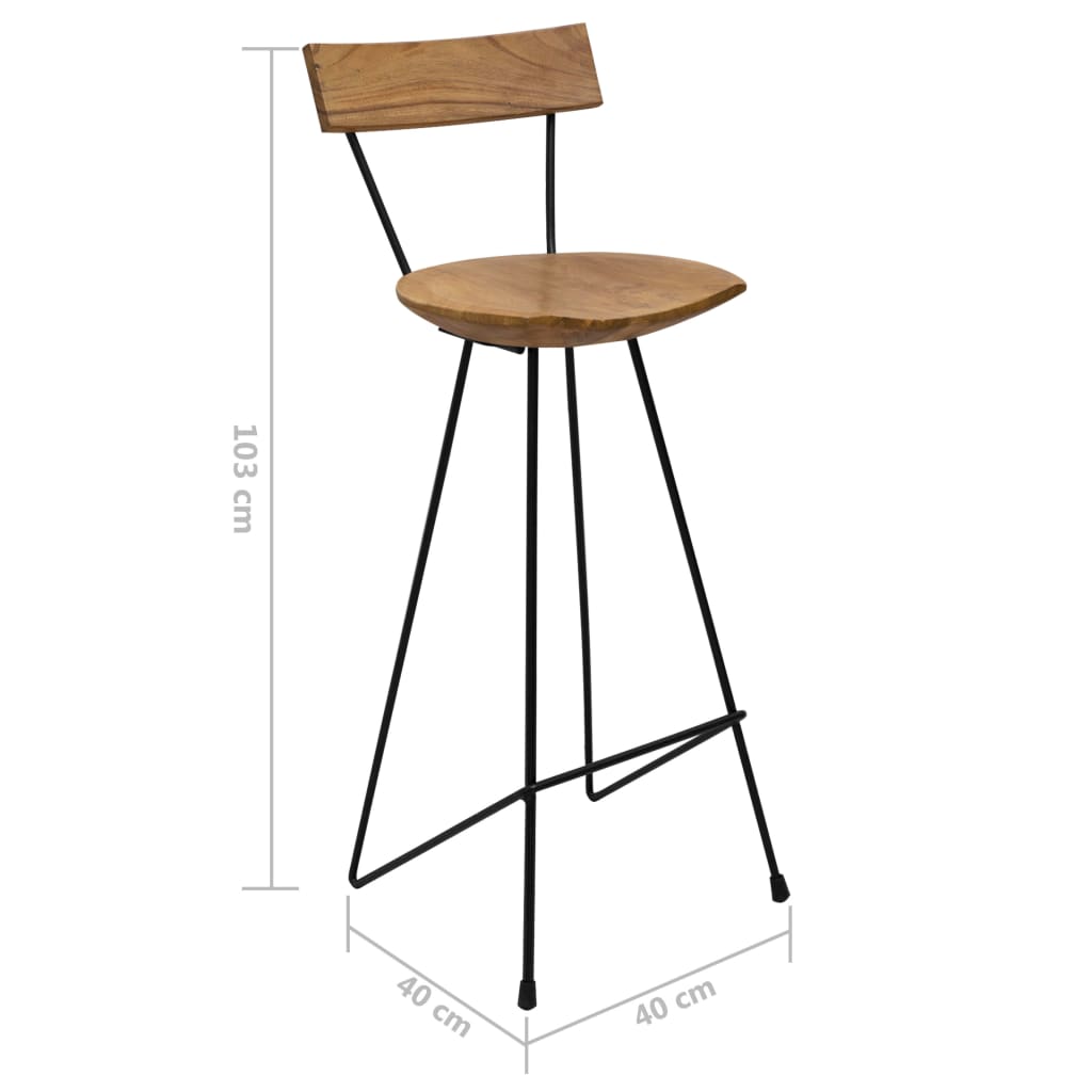 Bar Stools 2 Pcs Solid Teak Wood