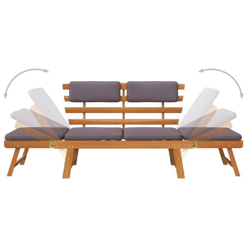 2-In-1 Garden Daybed With Cushion 190 Cm Solid Acacia Wood