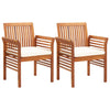 Garden Dining Chairs With Cushions 2 Pcs Solid Acacia Wood