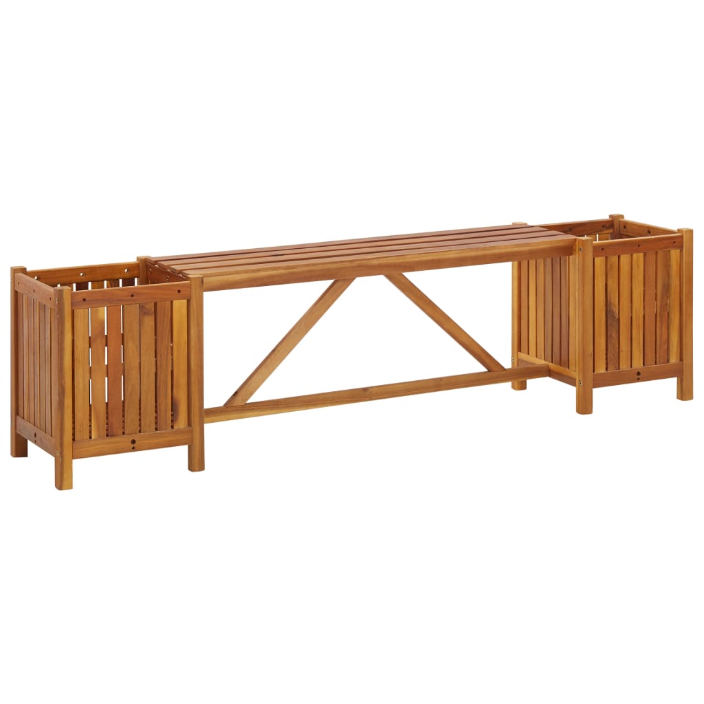 Garden Bench With 2 Planters 150X30X40 Cm Solid Acacia Wood