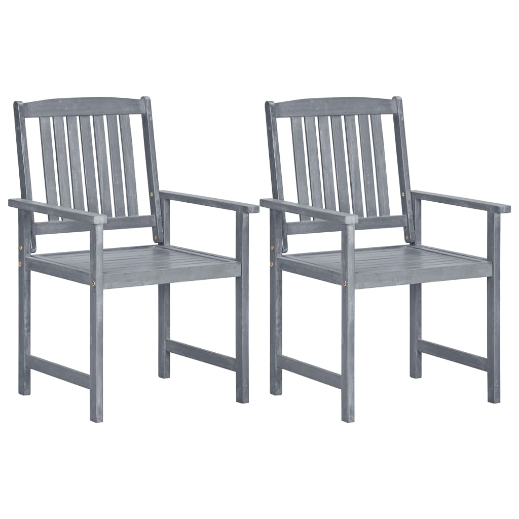 Garden Chairs 2 Pcs Grey Solid Acacia Wood