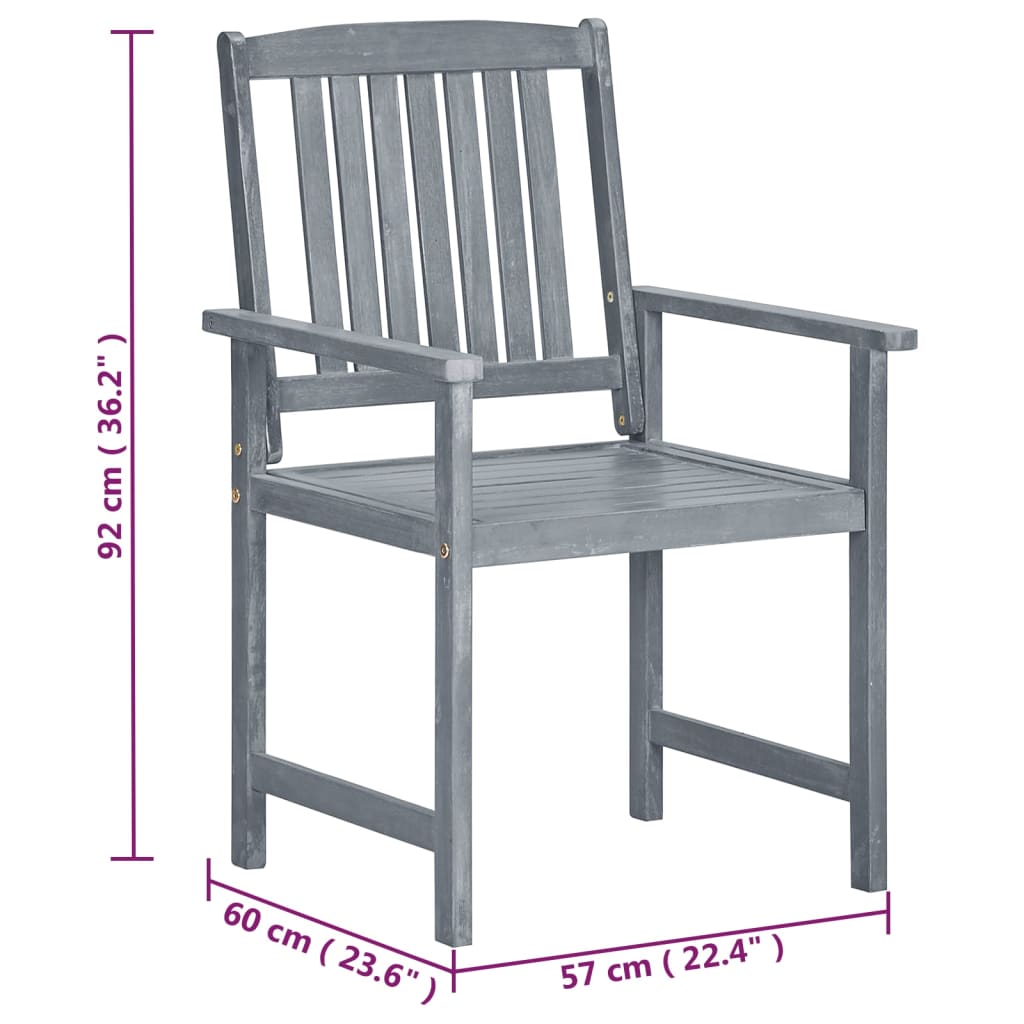 Garden Chairs 2 Pcs Grey Solid Acacia Wood