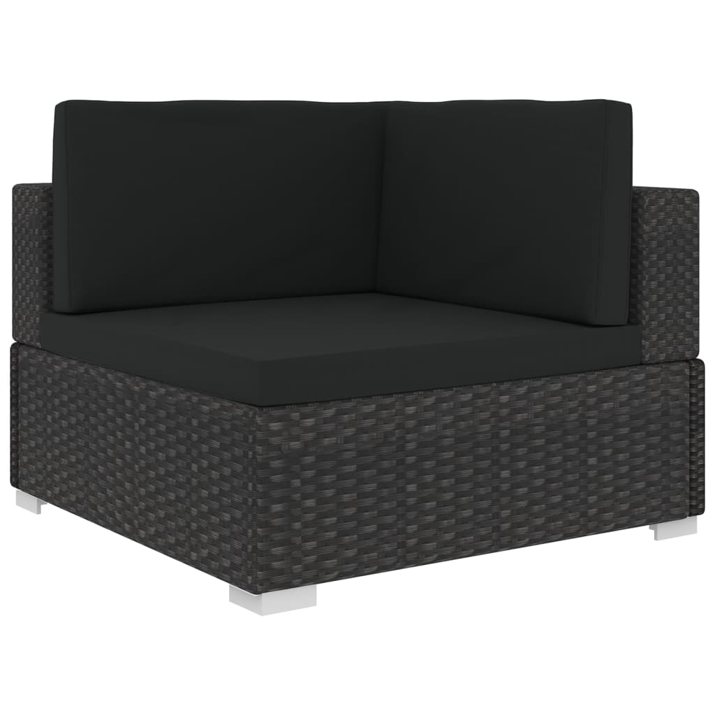 5 Piece Garden Lounge Set With Cushions Poly Rattan Black