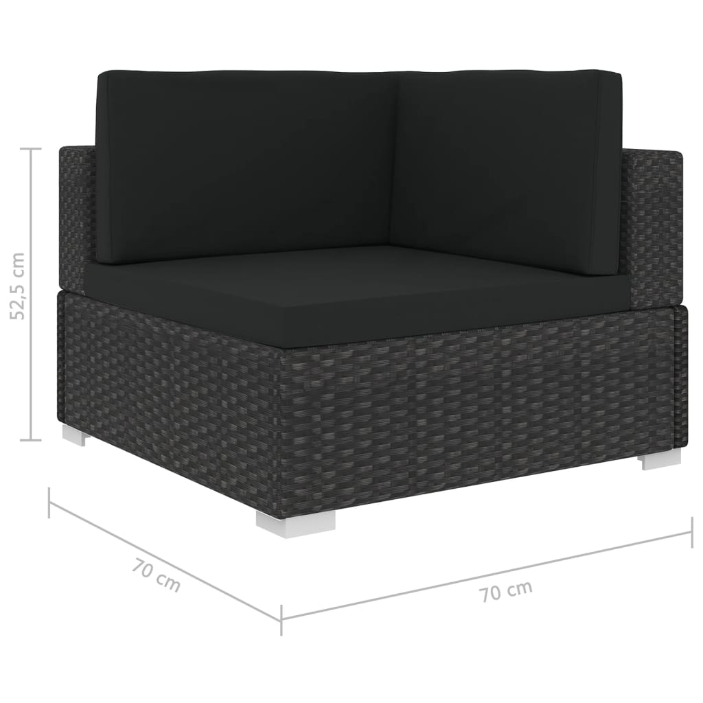 5 Piece Garden Lounge Set With Cushions Poly Rattan Black