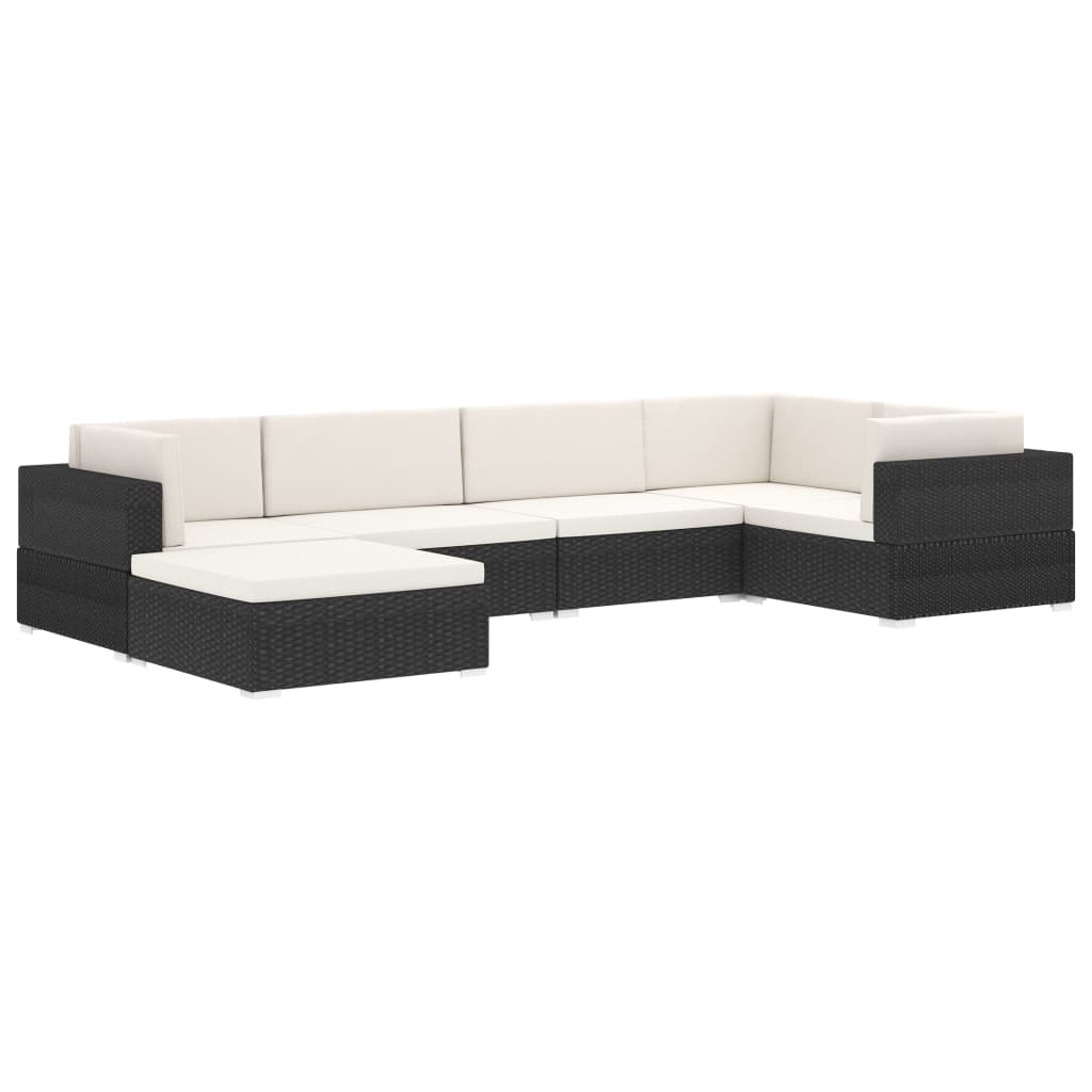 Sectional Middle Seat 1 Pc With Cushions Poly Rattan Black