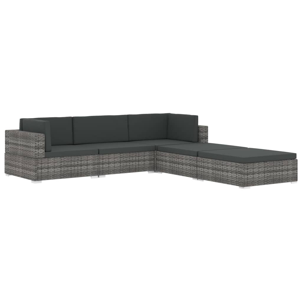 Sectional Middle Seat 1 Pc With Cushions Poly Rattan Grey
