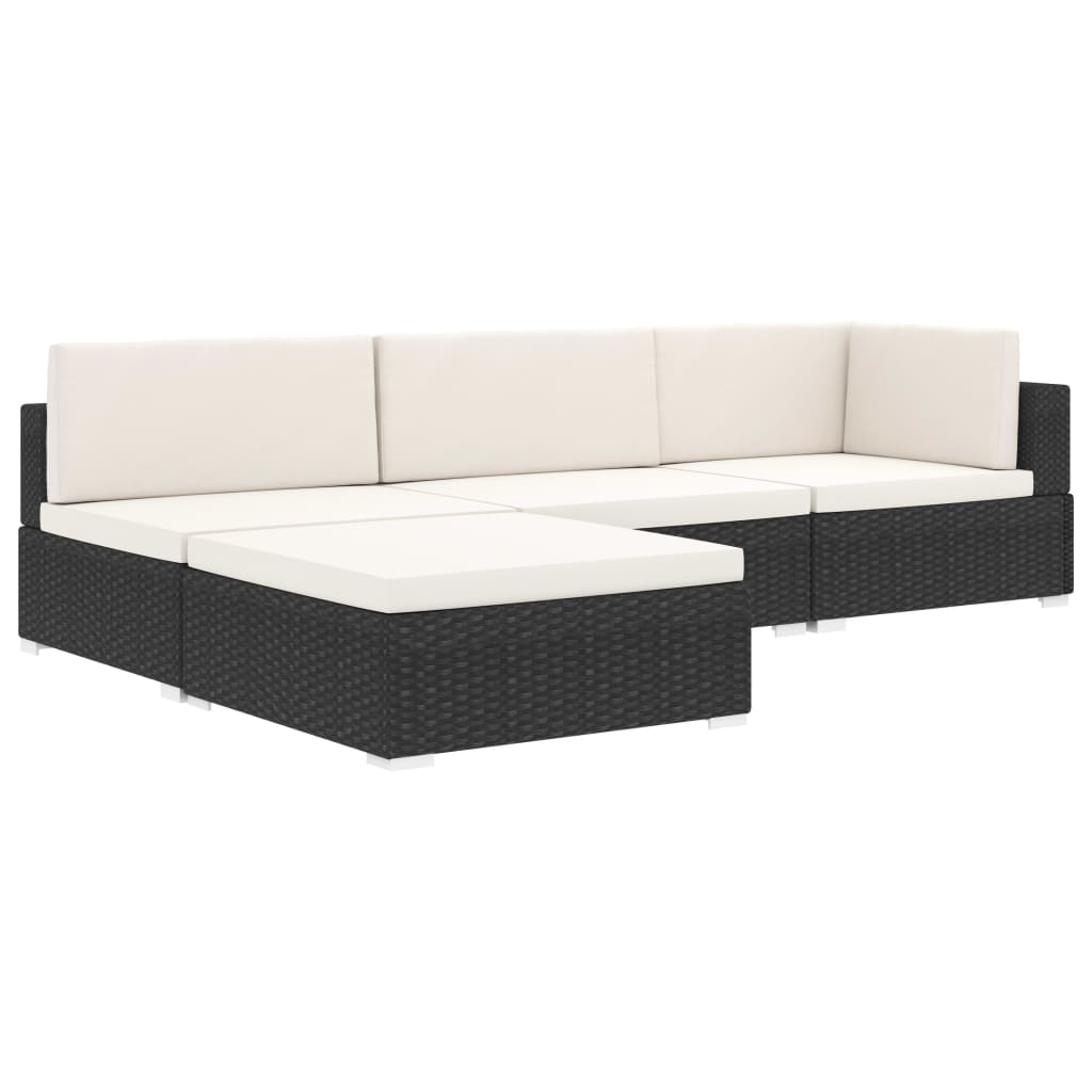 Sectional Middle Seat 1 Pc With Cushions Poly Rattan Black