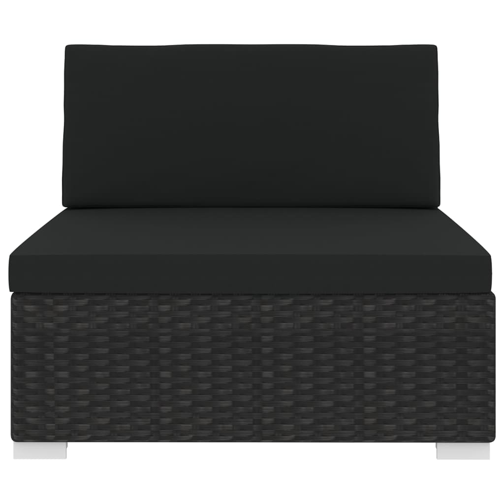 Sectional Middle Seat 1 Pc With Cushions Poly Rattan Black