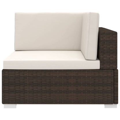 Sectional Corner Chair 1 Pc With Cushions Poly Rattan Brown