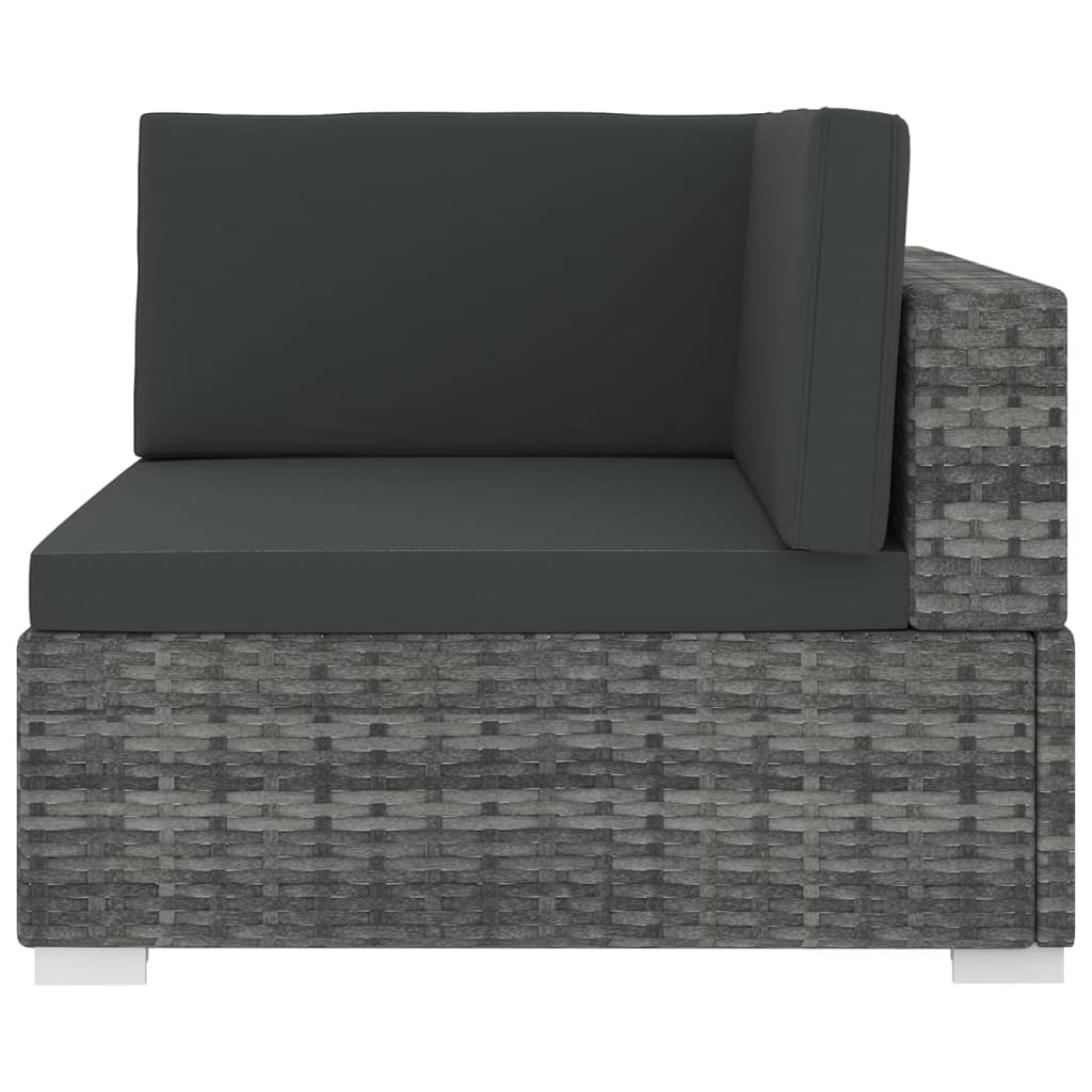 Sectional Corner Chair 1 Pc With Cushions Poly Rattan Grey