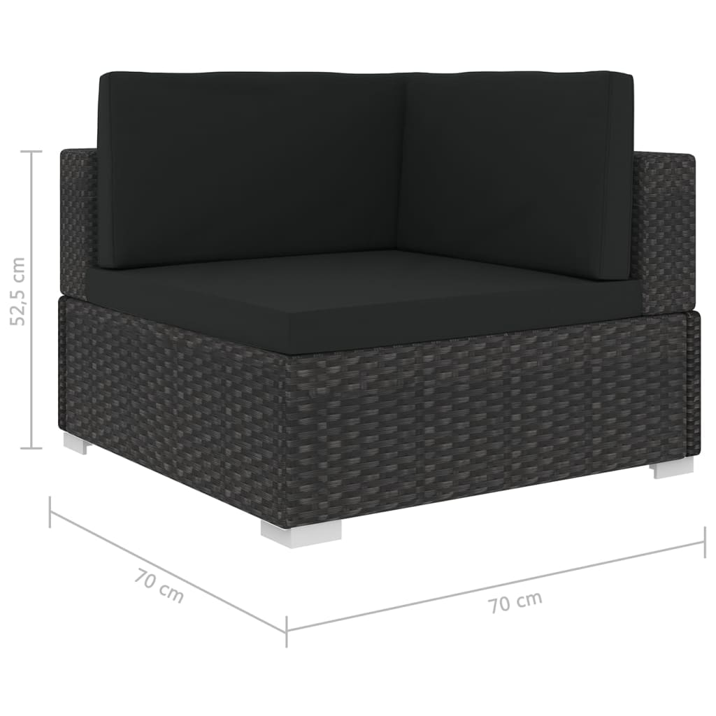 Sectional Corner Chair 1 Pc With Cushions Poly Rattan Black