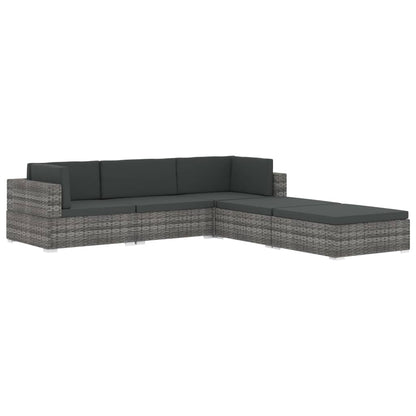 Sectional Footrest 1 Pc With Cushion Poly Rattan Grey