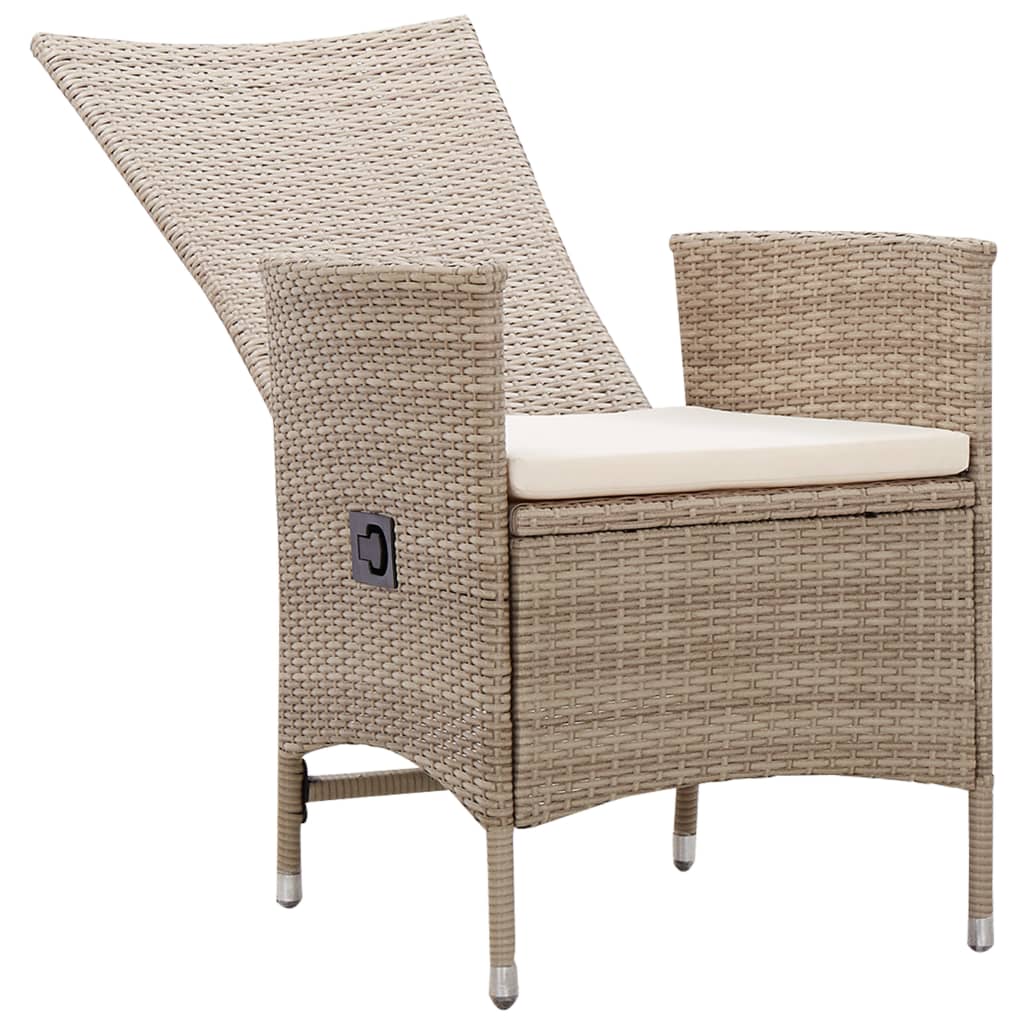 Outdoor Chairs 2 Pcs With Cushions Poly Rattan Beige