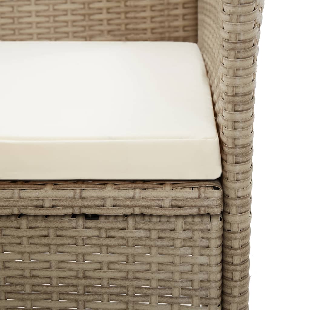 Outdoor Chairs 2 Pcs With Cushions Poly Rattan Beige