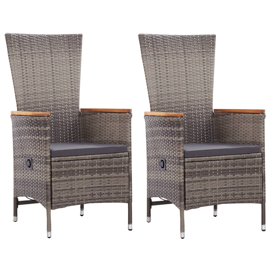 Outdoor Chairs 2 Pcs With Cushions Poly Rattan Grey