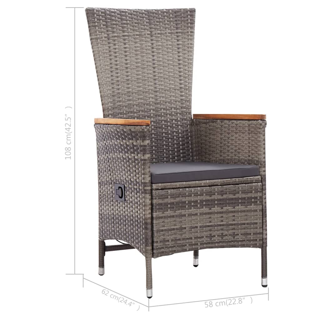 Outdoor Chairs 2 Pcs With Cushions Poly Rattan Grey