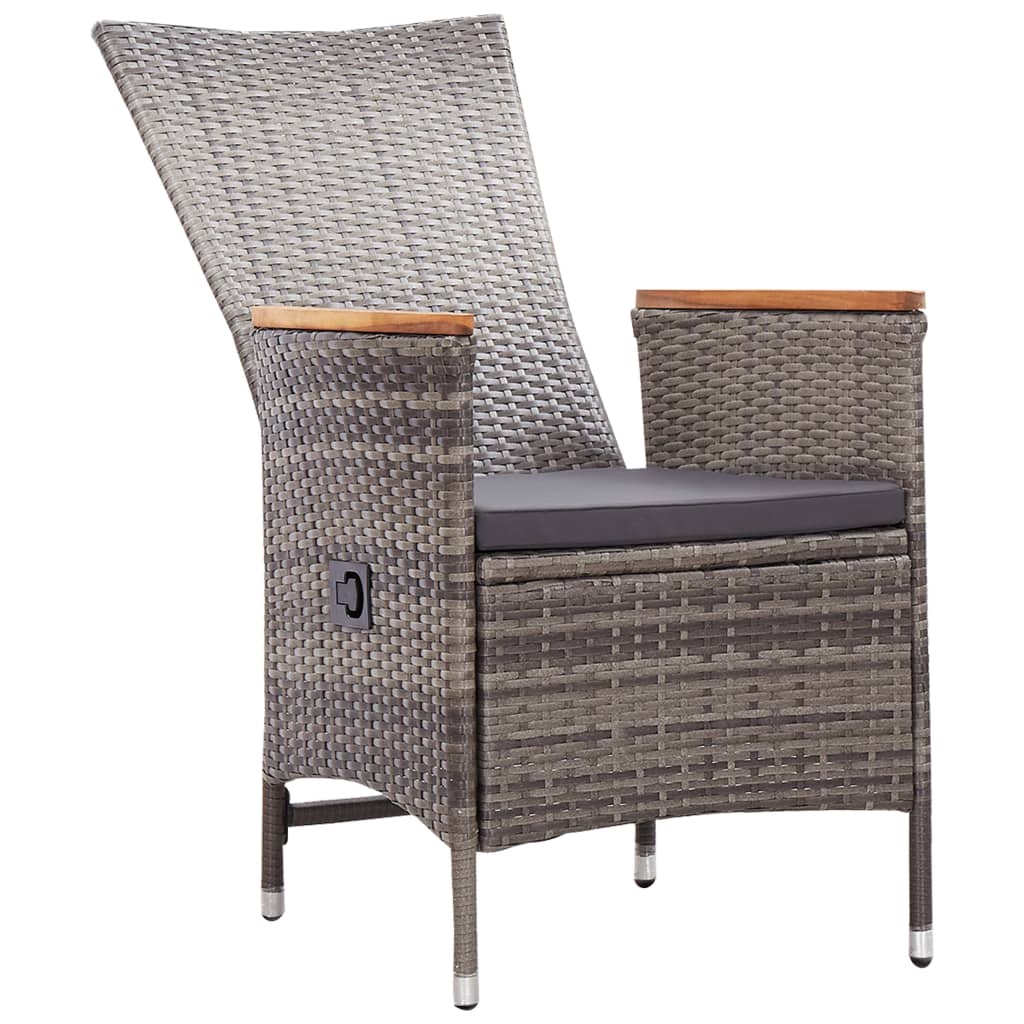 Outdoor Chairs 2 Pcs With Cushions Poly Rattan Grey