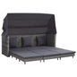 Extendable 3-Seater Sofa Bed With Roof Poly Rattan Grey