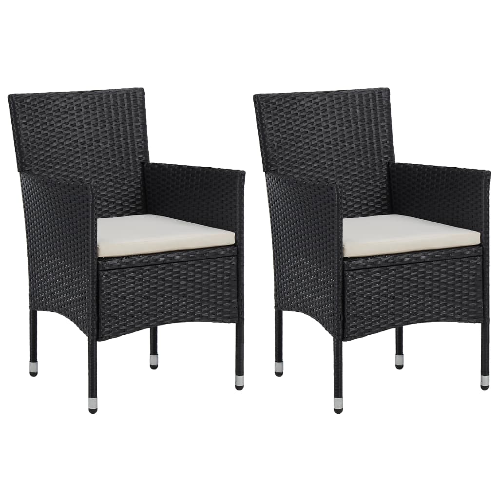 Garden Dining Chairs 2Pcs Poly Rattan Black