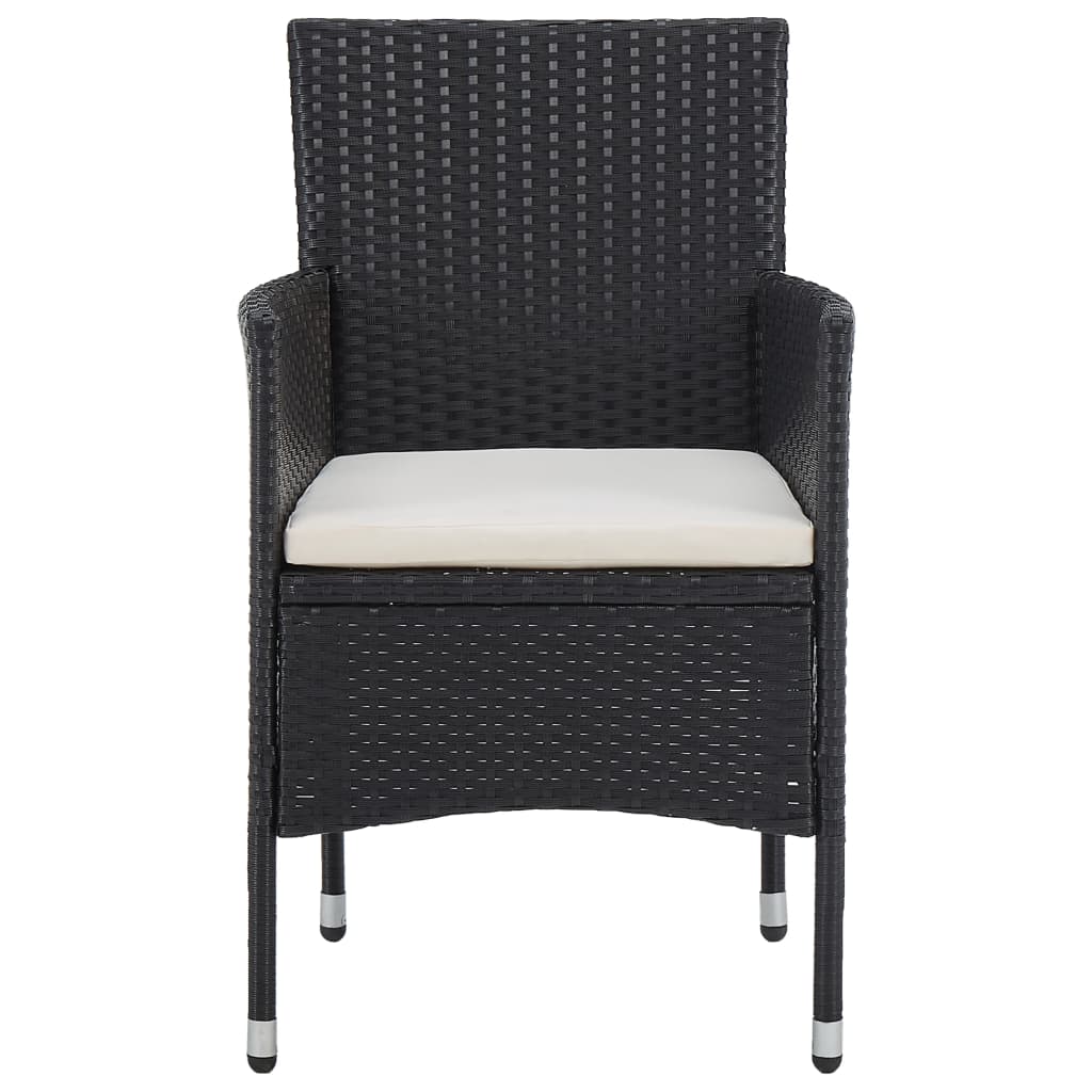 Garden Dining Chairs 2Pcs Poly Rattan Black