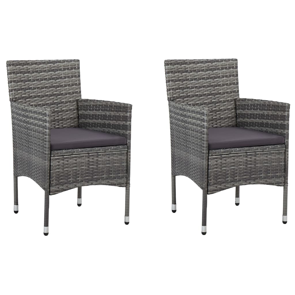 Garden Dining Chairs 2 Pcs Poly Rattan Grey