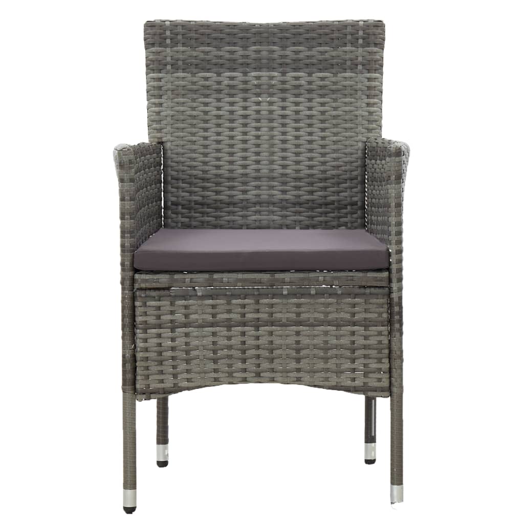 Garden Dining Chairs 2 Pcs Poly Rattan Grey