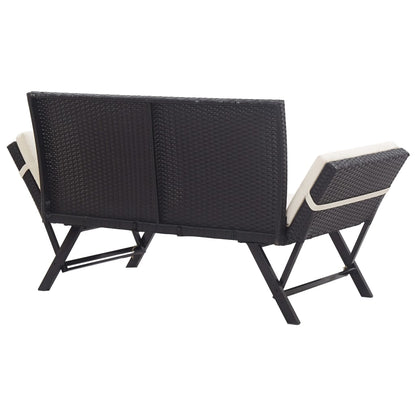 Garden Bench With Cushions 176 Cm Black Poly Rattan