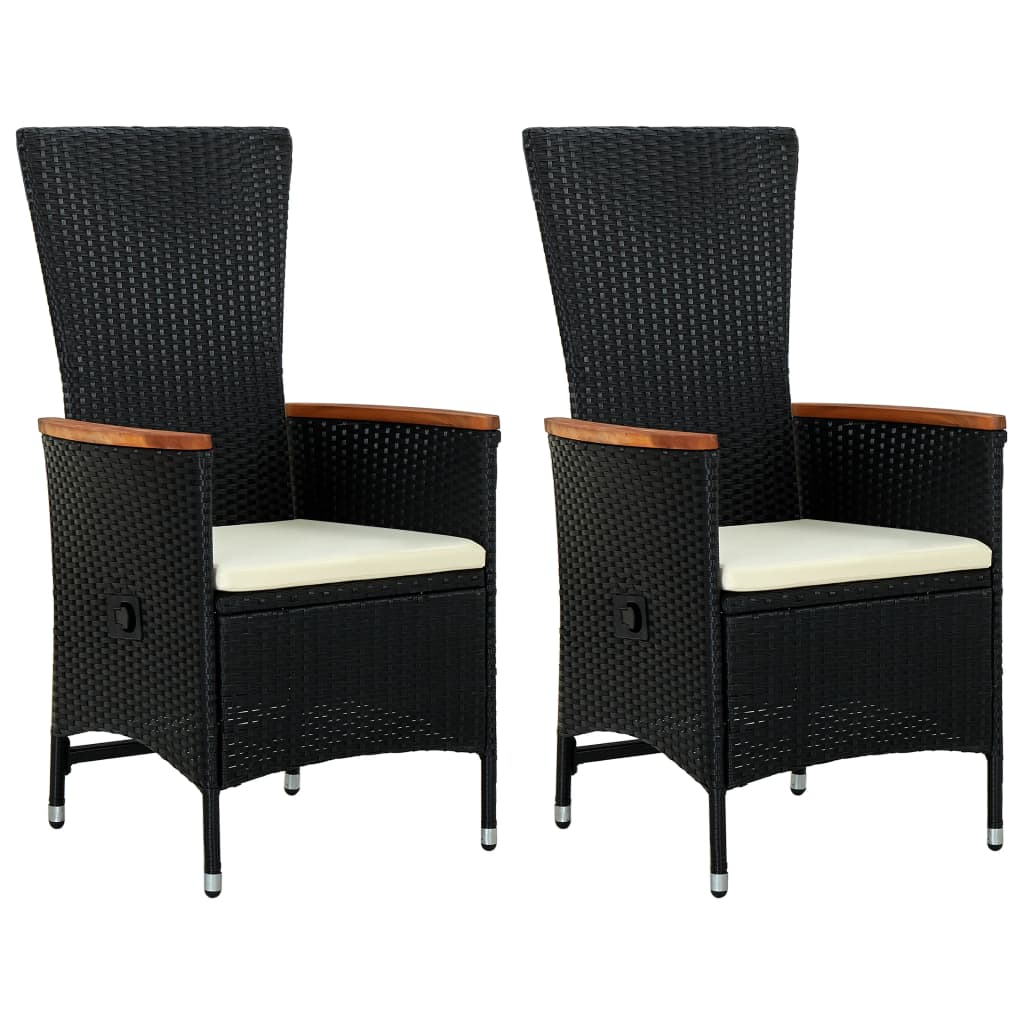 Outdoor Chairs 2 Pcs With Cushions Poly Rattan Black