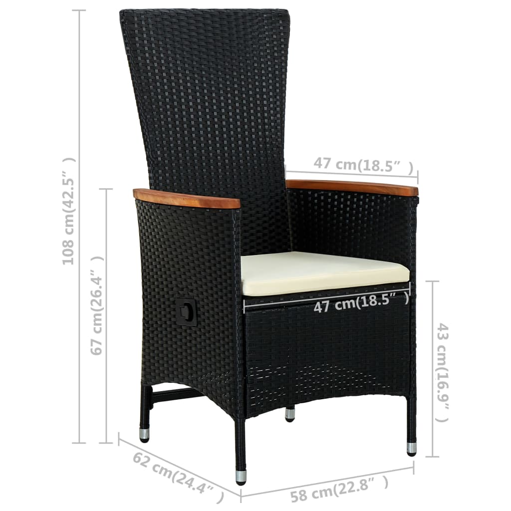 Outdoor Chairs 2 Pcs With Cushions Poly Rattan Black