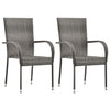 Stackable Outdoor Chairs 2 Pcs Grey Poly Rattan