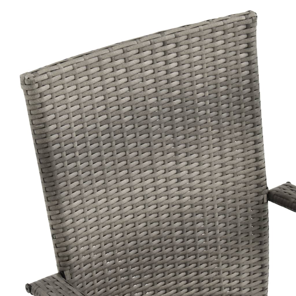 Stackable Outdoor Chairs 2 Pcs Grey Poly Rattan