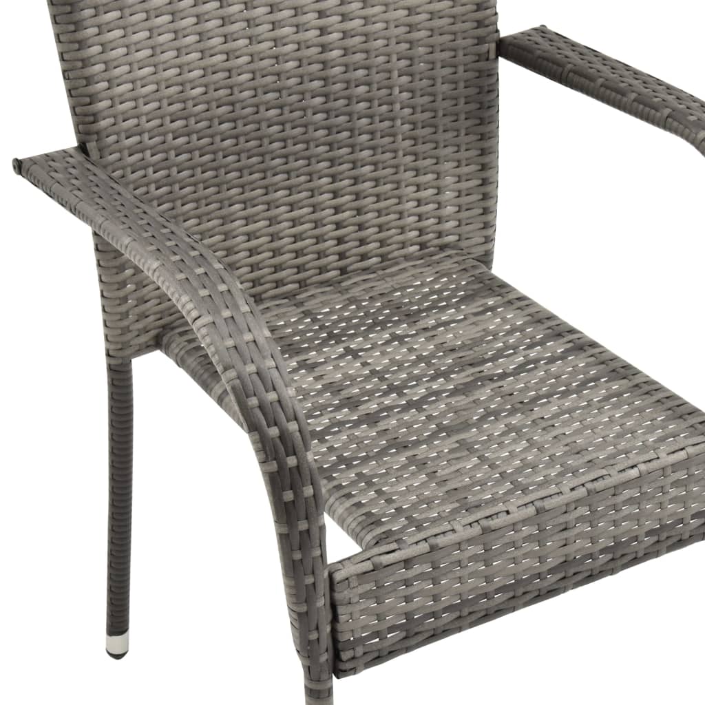 Stackable Outdoor Chairs 2 Pcs Grey Poly Rattan