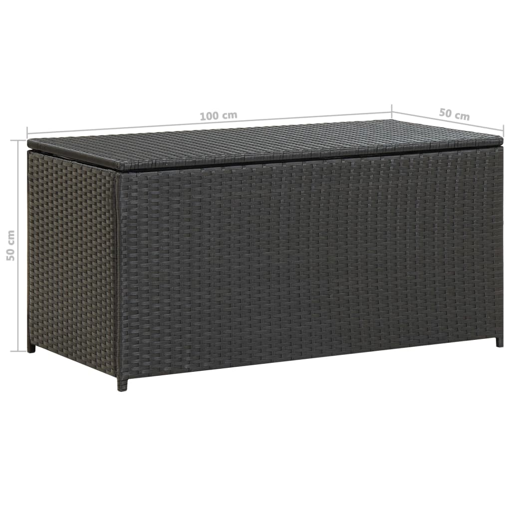 Garden Storage Box Poly Rattan 100X50X50 Cm Black