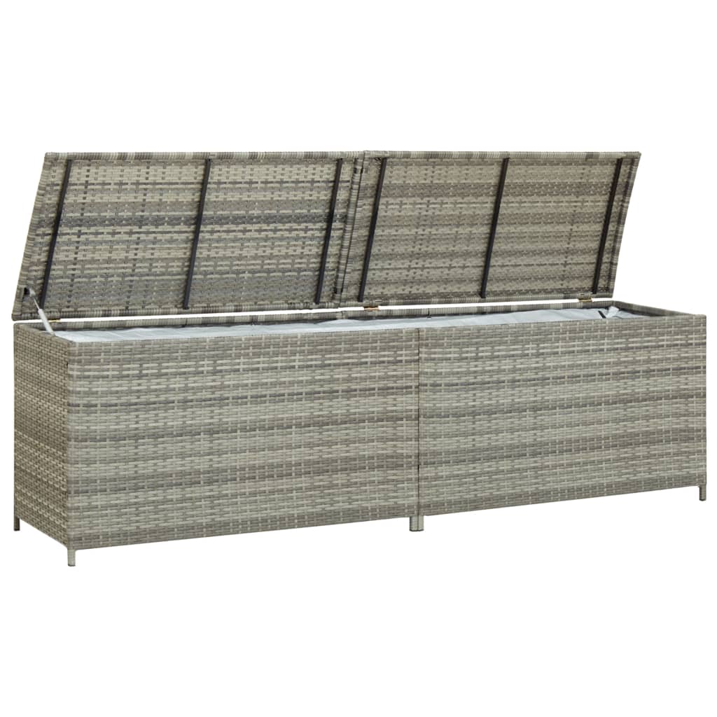 Garden Storage Box Poly Rattan 200X50X60 Cm Grey