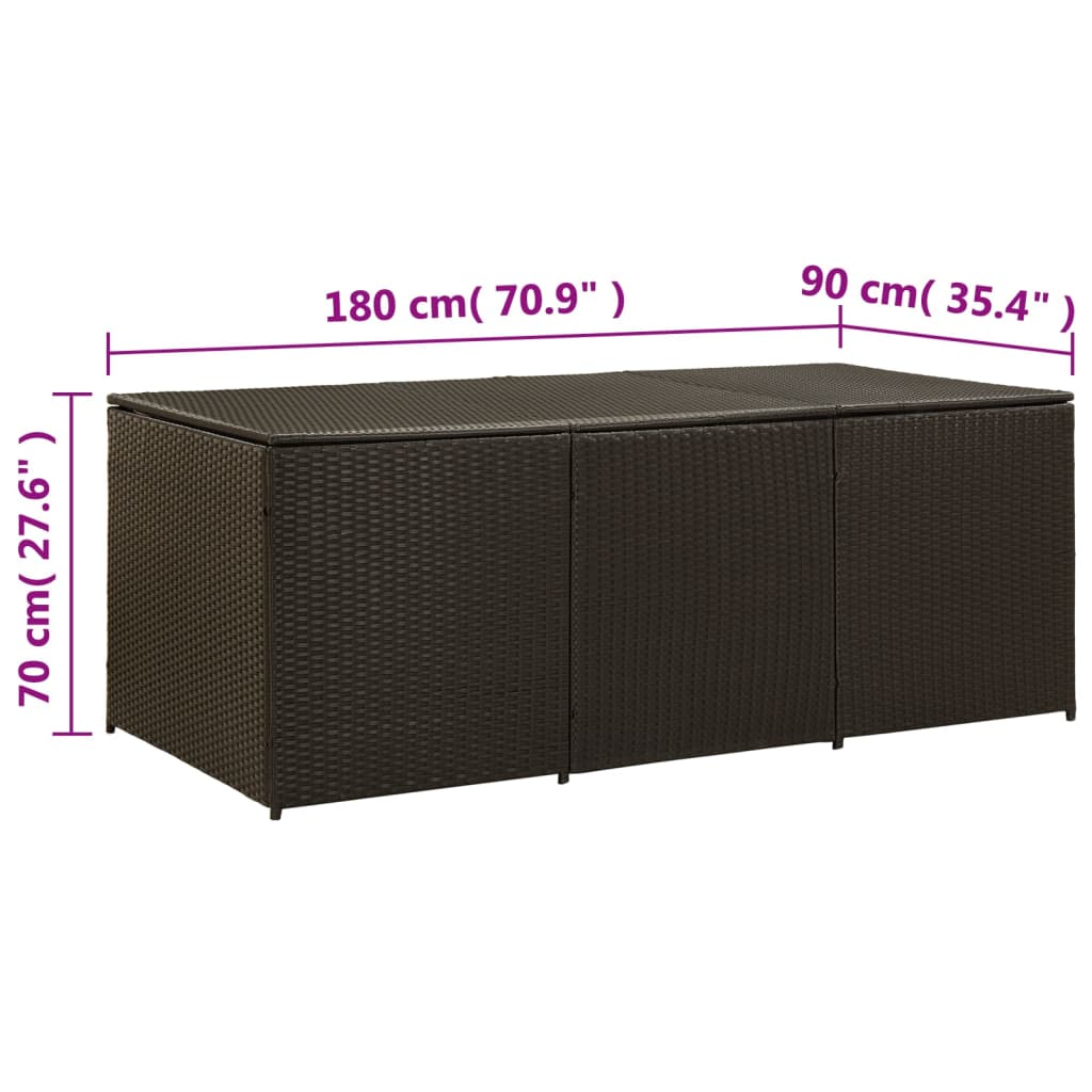 Garden Storage Box Poly Rattan 180X90X70 Cm Brown